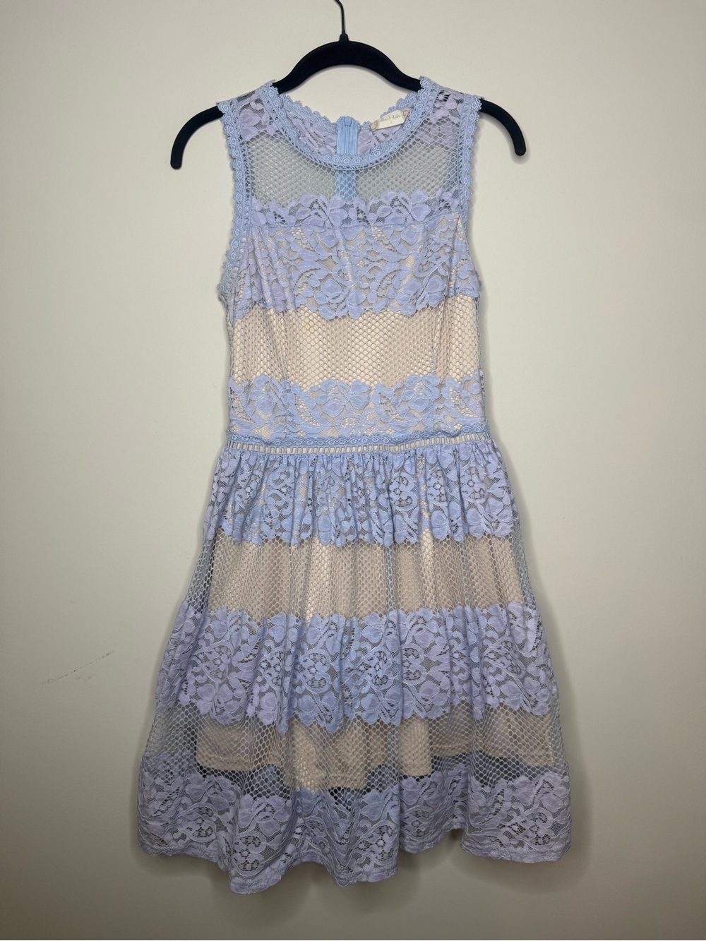 Altar'd State periwinkle blue sleeveless floral lace a-line dress